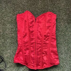 NWT Lavish Daisy Corsets Red Satin Overbust Corset Small Lace Up Zipper Front